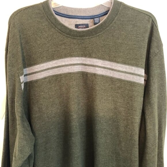 Arrow Mens XXLg Long Sleeve  Henley in Hunter Green and Grey Trim - Picture 3 of 11